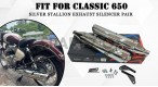 For Royal Enfield Classic 650 Silver Stallion Exhaust Silencer Pair Polished - SPAREZO